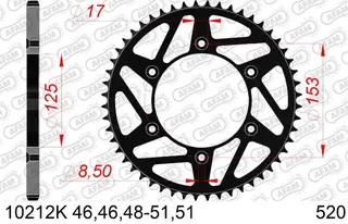 AFAM Bakdrev 520 Stål Sort - CR/CRF/XR CR/CRF/XR 125-650cc