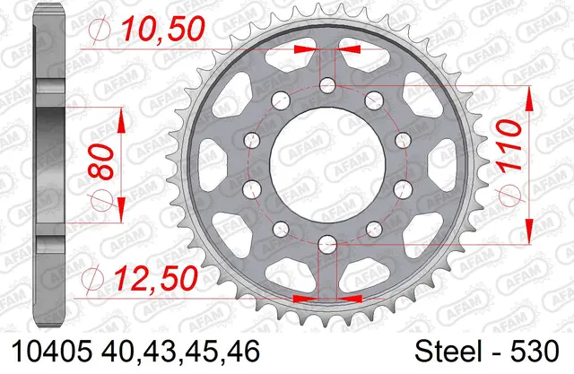 AFAM Bakdrev, Stål #530 - Honda CBR/CBX/FT/VF 