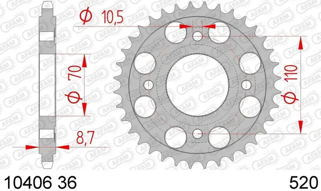 AFAM Bakdrev, Stål #520 - Honda CB/CM 
