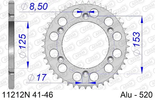 AFAM Bakdrev, Aluminium #520 CRF125/250/450, CR 125/230/250/450,XR650 