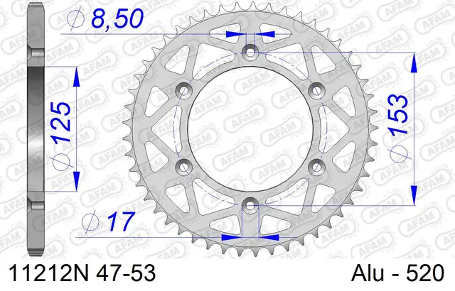 AFAM Bakdrev, Aluminium #520 CRF125/250/450, CR 125/230/250/450,XR650 