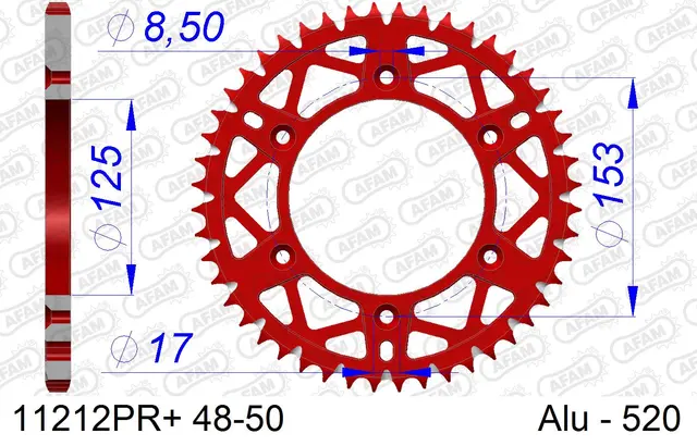 AFAM Bakdrev, Alu#520 S/C Rød, Honda CR+ CRF125/250/450, CR 125/230/250/450,XR650 