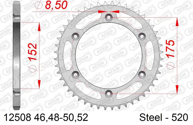 AFAM Bakdrev, Stål #520 - Yamaha TT250/350/600,WR125/250/400,YZ125/250/40 