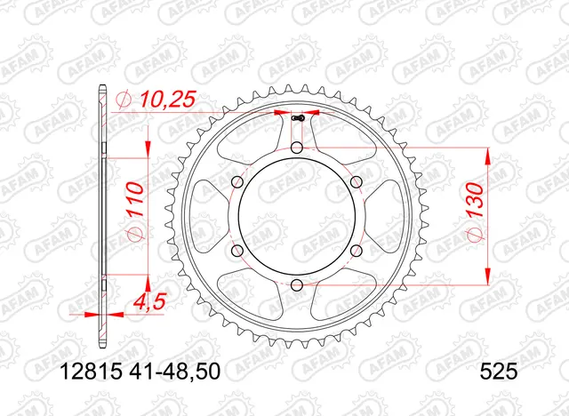 AFAM Bakdrev, Stål #525 - Suzuki/Yamaha+ GSX-R/GSX-S/MT-07/MT-09/MT-10/MXT/XSR/XT 