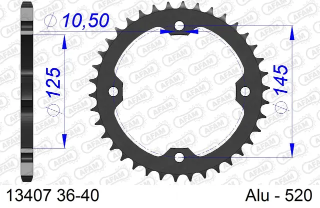 AFAM Bakdrev, Aluminium #520 - Yamaha YFX 450 03-13, YFZ 450R 09-> 