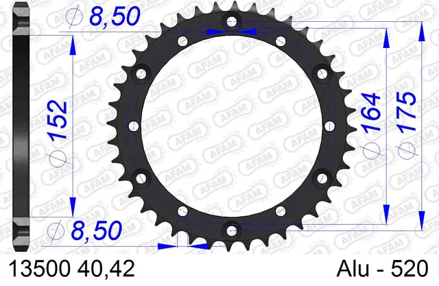 AFAM Bakdrev, Aluminium #520 - Yamaha YFS 200 Blaster 88-09 