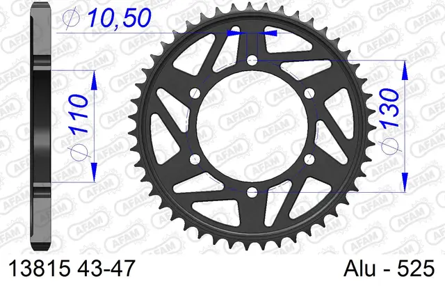 AFAM Bakdrev, Alu #525 - Suzuki/Yamaha GSX-R/GSX-S/MT-10/YZF 600R6/1000R1 