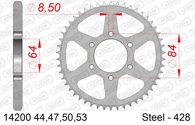 AFAM Bakdrev, Stål #428 - Suzuki DF125, DR125, TS125 