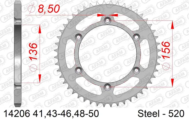 AFAM Bakdrev, Stål 520 - Beta/GG/HQ+ Beta/Gas Gas/HQ/Sherco/Suzuki+ 