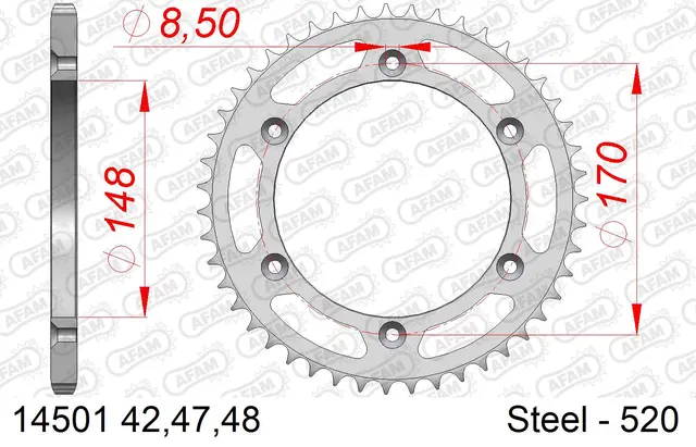 AFAM Bakdrev, Stål #520 - Cagiva/Suzuki T4 E-R, DR600/650/750/800, TS 240/250 