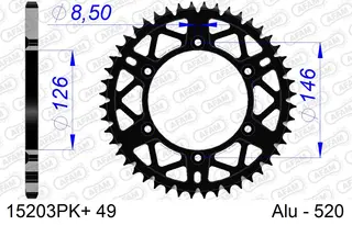 AFAM Bakdrev, Alu#520 S/C, Sort- Suzuki DR/DRZ/RM/RMX/RMZ, Svart