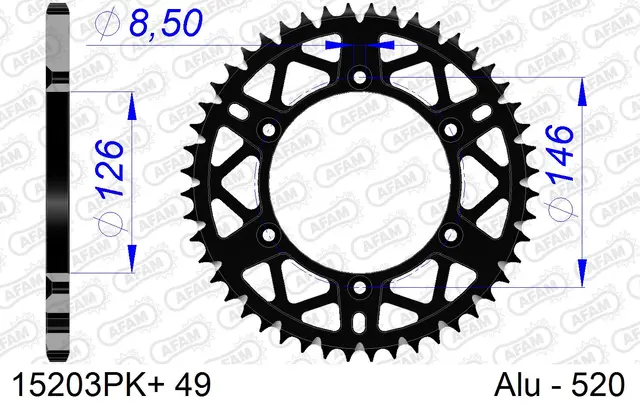 AFAM Bakdrev, Alu#520 S/C, Sort- Suzuki DR/DRZ/RM/RMX/RMZ, Svart 