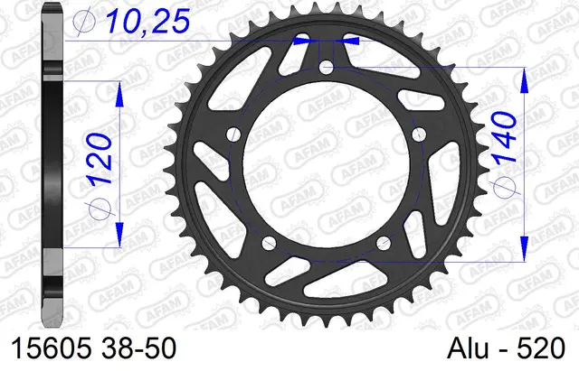 AFAM Bakdrev, Aluminium #520 - Suzuki GSR600/750,GSX-R600/750/1000,SV1000N/S 
