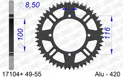 AFAM Bakdrev, Alu #420 S/C, Kawa/Suzuki KX80, KX85, KX100, RM100