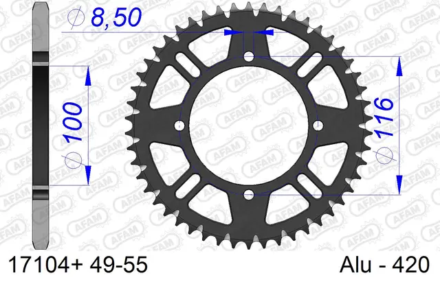 AFAM Bakdrev, Alu #420 S/C, Kawa/Suzuki KX80, KX85, KX100, RM100 