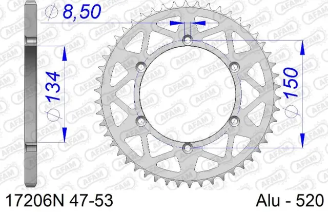 AFAM Bakdrev, Alu #520 - Kawasaki KX KX125/250/450F,RMZ250 