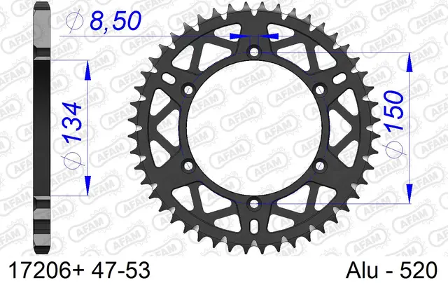 AFAM Bakdrev, Alu#520 S/C, Kawa/Suzuki KLX300/450,KX125/250/250F/450F,RMZ250 
