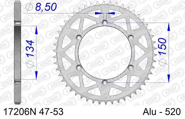 AFAM Bakdrev, Aluminium #520 - Kawasaki KDX/KLX/KX, RM-Z250 