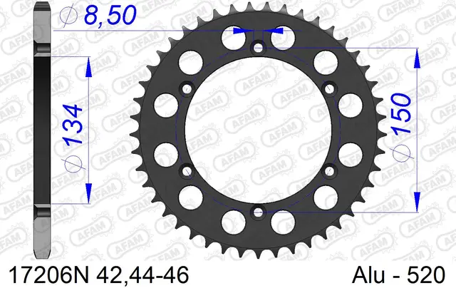 AFAM Bakdrev, Aluminium #520 - Kawasaki KDX/KLX/KX, RM-Z250 