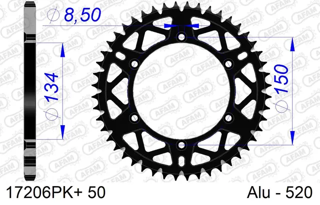 AFAM Bakdrev, Alu#520 S/C S, Kawa/Suzuki Sort, KLX300/450, KX125/250/450,RMZ250 
