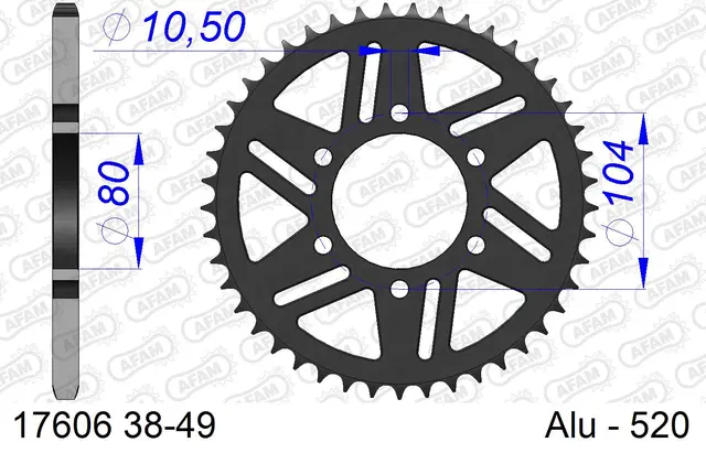 AFAM Bakdrev, Aluminium #520 - Kawasaki Ninja,Z750/800/1000,ZX6/7/9/10R++ 