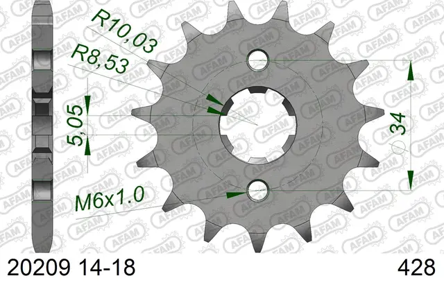 AFAM Framdrev #428 - Honda/Derbi/Rieju CB/CBF/CBR 125/150,GTR150+ 