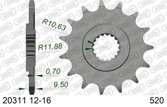 AFAM Framdrev #520 - Honda CR/CRF CR/CRE/CRM/CRF/TRX 250/450/500 