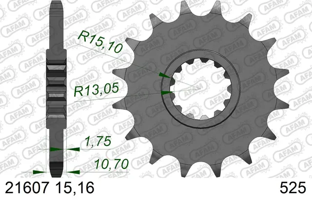AFAM Framdrev 525 16T m/Gummidemping 