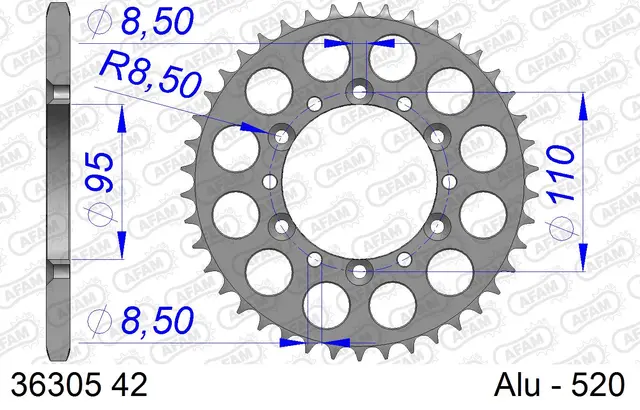 AFAM Bakdrev, Aluminium #520 - Aprilia 280 Climber, TRX240 Climber 