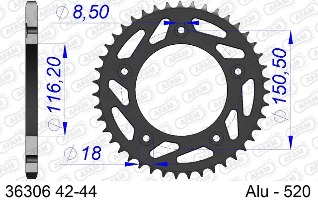 AFAM Bakdrev, Aluminium #520 - Aprilia RS 250 95-03 