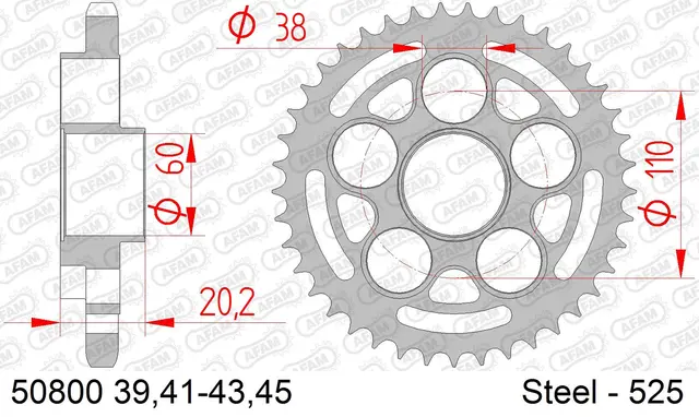 AFAM Bakdrev, Stål #525 - Ducati 