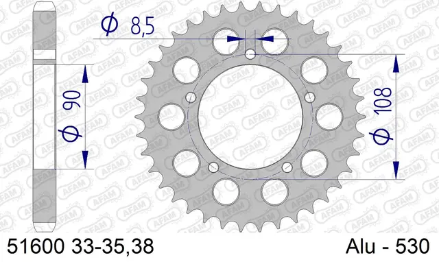 AFAM Bakdrev, Aluminium #530 - Ducati 500/900 
