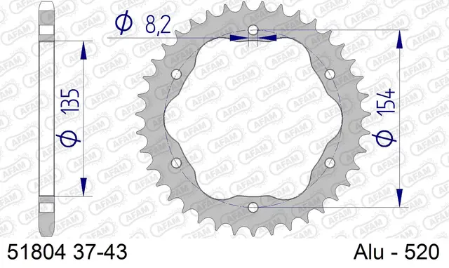 AFAM Bakdrev, Alu#520 PCD - Ducati 998/1098/1103/1198/1199/1299 