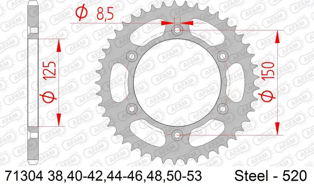 AFAM Bakdrev Stål 520 - GG/HQ/KTM EC/EX/FC/FE/FX/TC/TE/TX/EXC/-F/SX/-F/XC+ 