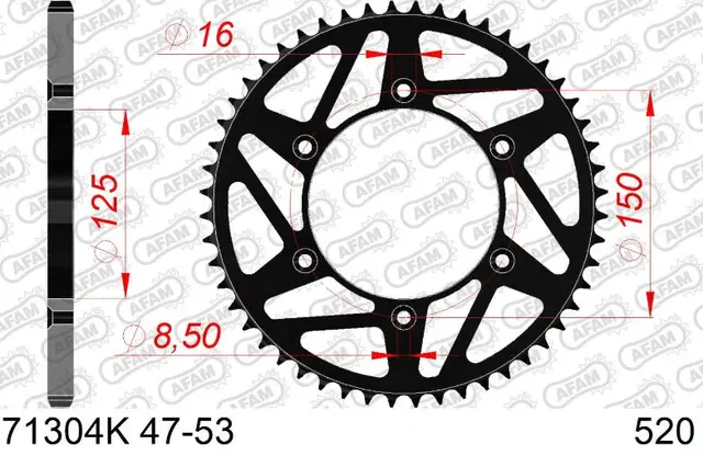 AFAM Bakdrev Stål Sort 520- GG/KTM+,51T EC/EX/FC/FE/FX/TC/TE/TX/EXC/-F/SX/-F/XC+ 