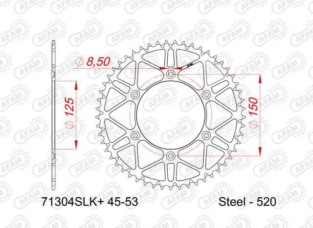 AFAM Bakdrev, Stål SLK+ #520- GG/KTM/HQ+ EC/EX/FC/FE/FX/TC/TE/TX/EXC/-F/SX/-F/XC+ 