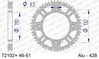 AFAM Bakdrev, Alu#428 SC- HQ/KTM TC85 2014-> , SX150 04-06, SX85 03->