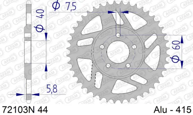 AFAM Bakdrev, Aluminium #415, 44T KTM SX50 