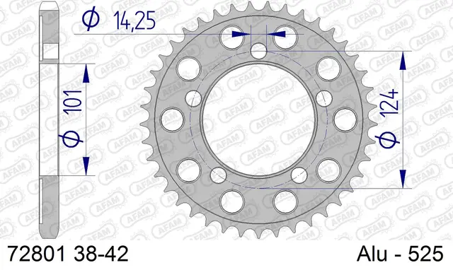AFAM Bakdrev, Aluminium #525 - KTM 950/990 Supermoto/Superduke,RC8 