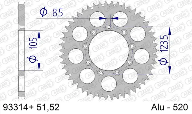 AFAM Bakdrev, Aluminium #520 S/C, TM TM 125/250/300/450 