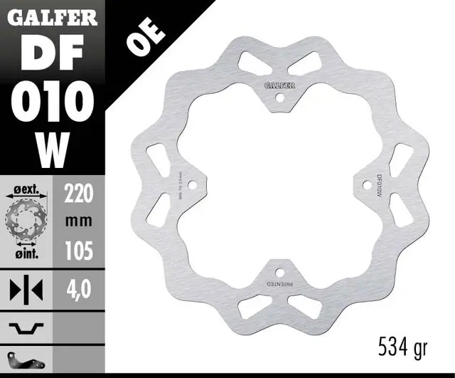 Galfer Bremseskive, Fast, 220x4mm 