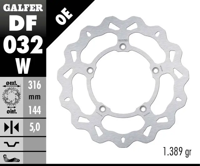 Galfer Bremseskive, Fast, 316x5mm 