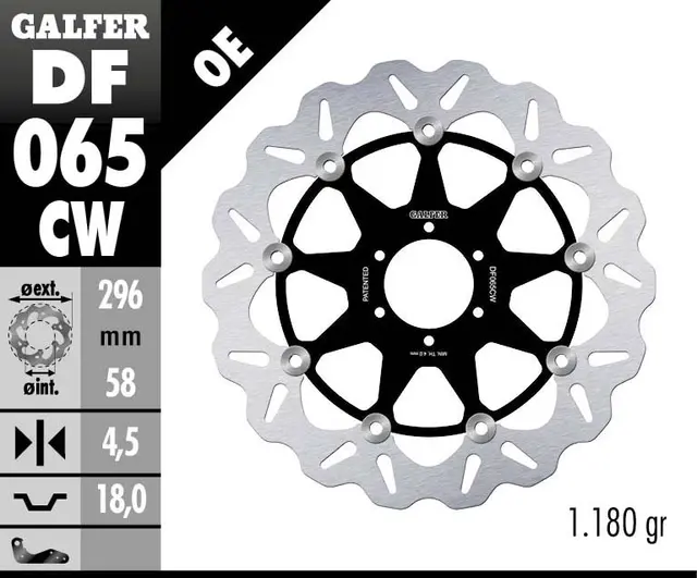 Galfer Bremseskive, Flytende Kompl. (C. Alu.) 296x5mm 