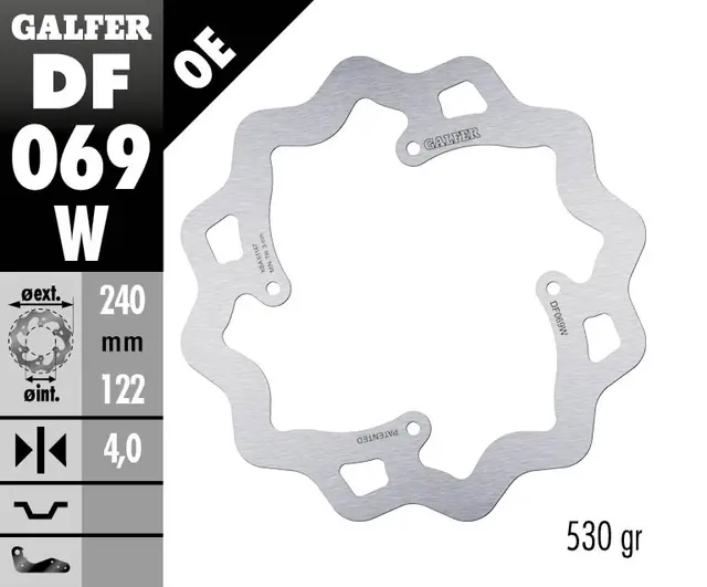 Galfer Bremseskive, Fast, 240X4mm MX Bak 