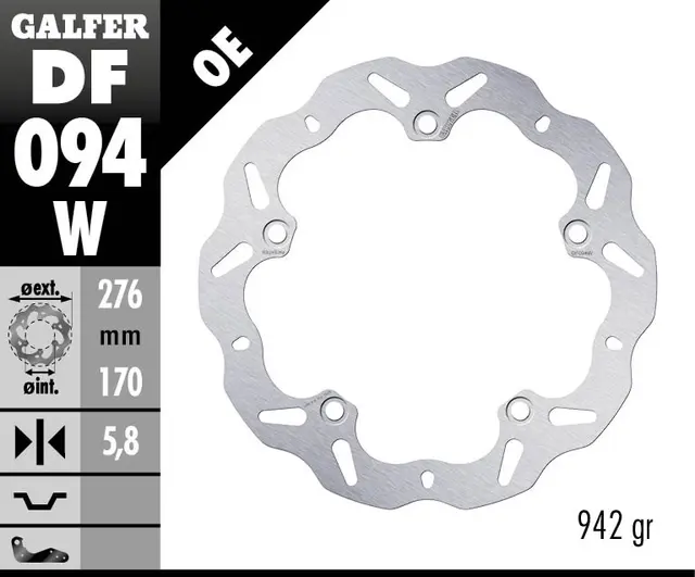 Galfer Bremseskive, W, Fast, 276x5.8mm 