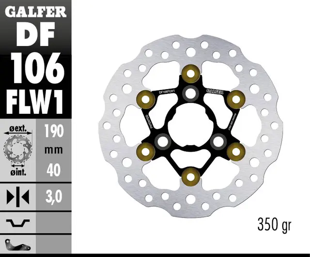 Galfer Bremseskive W, Flytende Racing190x3mm 