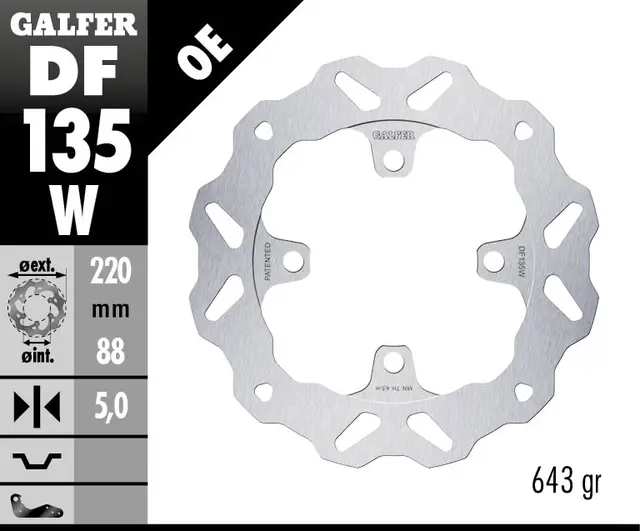 Galfer Bremseskive, W, Fast, 220x5mm 
