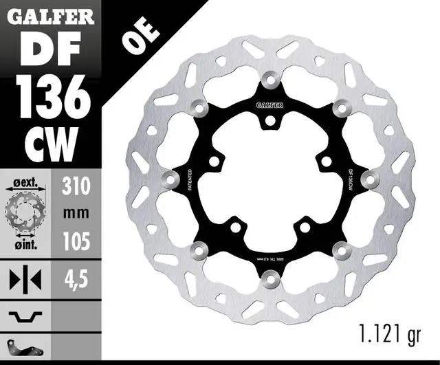 Galfer Bremseskive W, Flytende Kompl. (C. Alu.) 310x4.5mm 