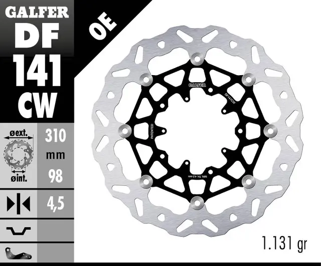 Galfer Bremseskive W, Flytende Kompl. (C. Alu.) 310x4.5mm 