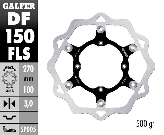 Galfer Bremseskive W, Flytende Oversize,  (C. Stål) 270x3mm 